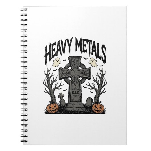 Zware Metalen Halloween Kerkhof Vector Design_1 Notitieboek (Voorkant)