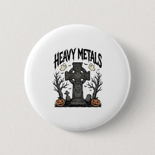 Zware Metalen Halloween Kerkhof Vector Design_1 Ronde Button 5,7 Cm