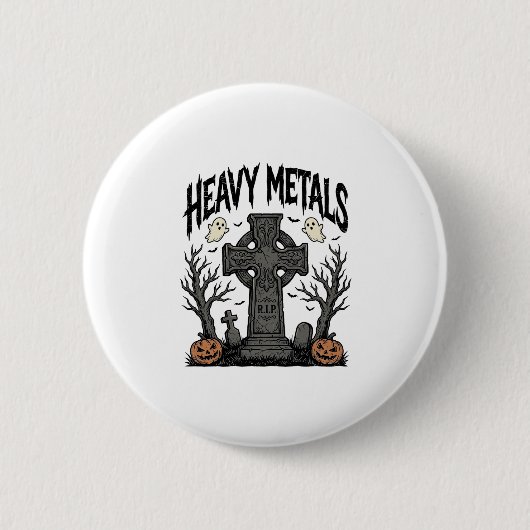 Zware Metalen Halloween Kerkhof Vector Design_1 Ronde Button 5,7 Cm (Voorkant)