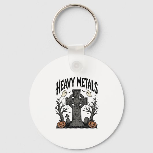 Zware Metalen Halloween Kerkhof Vector Design_1 Sleutelhanger (Voorkant)