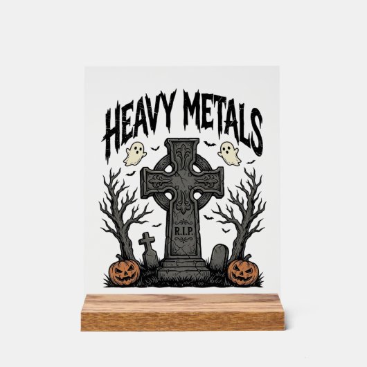Zware metalen Halloween kerkhof vectorontwerp_1 Acryl Bord (Voorkant)