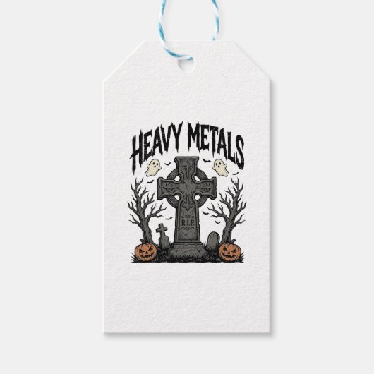 Zware Metalen Halloween Kerkhof Vectorontwerp_1 Cadeaulabel (Voorkant)