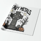 Zware Metalen Halloween Kerkhof Vectorontwerp_1 Cadeaupapier (Uitgerold)