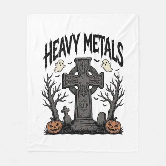 Zware metalen Halloween kerkhof vectorontwerp_1 Fleece Deken (Voorkant)