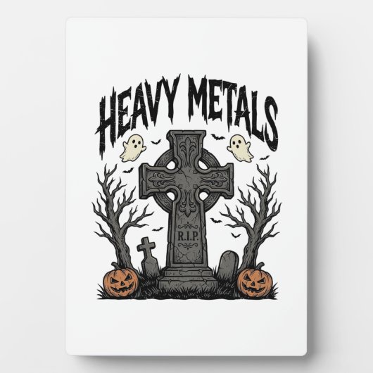 Zware metalen Halloween kerkhof vectorontwerp_1 Fotoplaat (voorkant)