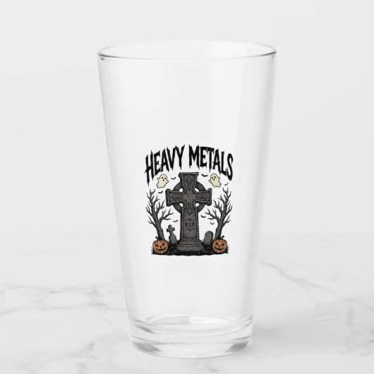 Zware Metalen Halloween Kerkhof Vectorontwerp_1 Glas (Voorkant)