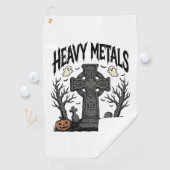Zware metalen Halloween kerkhof vectorontwerp_1 Golfhanddoek (Insitu)