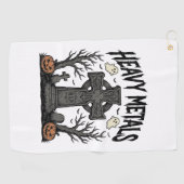 Zware metalen Halloween kerkhof vectorontwerp_1 Golfhanddoek (Horizontaal)