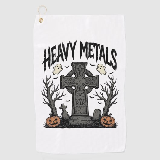 Zware metalen Halloween kerkhof vectorontwerp_1 Golfhanddoek (Voorkant)