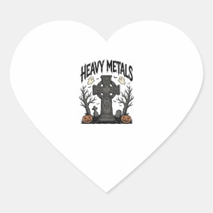 Zware Metalen Halloween Kerkhof Vectorontwerp_1 Hart Sticker