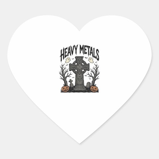 Zware Metalen Halloween Kerkhof Vectorontwerp_1 Hart Sticker (Voorkant)