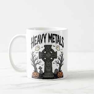 Zware Metalen Halloween Kerkhof Vectorontwerp_1 Koffiemok