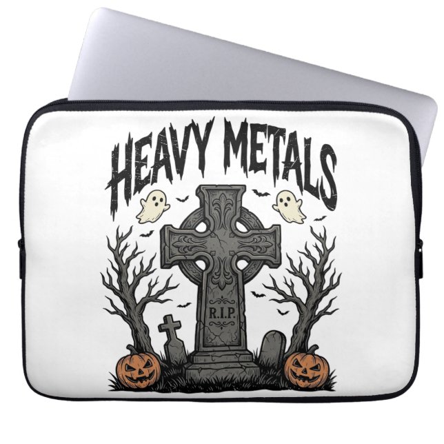 Zware metalen Halloween kerkhof vectorontwerp_1 Laptop Sleeve (Voorkant)