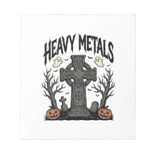 Zware Metalen Halloween Kerkhof Vectorontwerp_1 Notitieblok