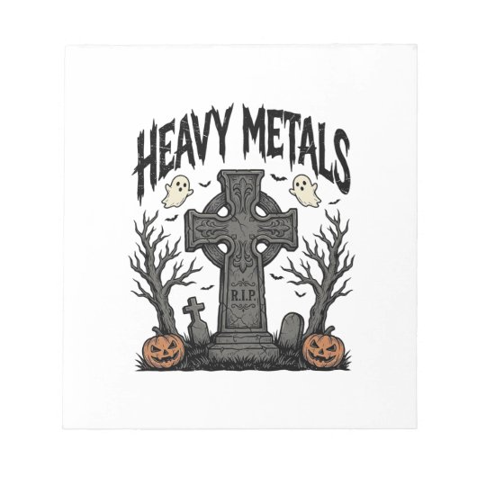 Zware Metalen Halloween Kerkhof Vectorontwerp_1 Notitieblok (Voorkant)