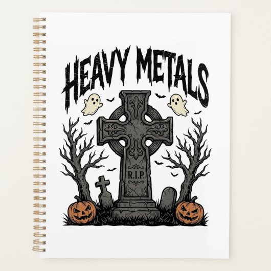 Zware Metalen Halloween Kerkhof Vectorontwerp_1 Planner (Voorkant)