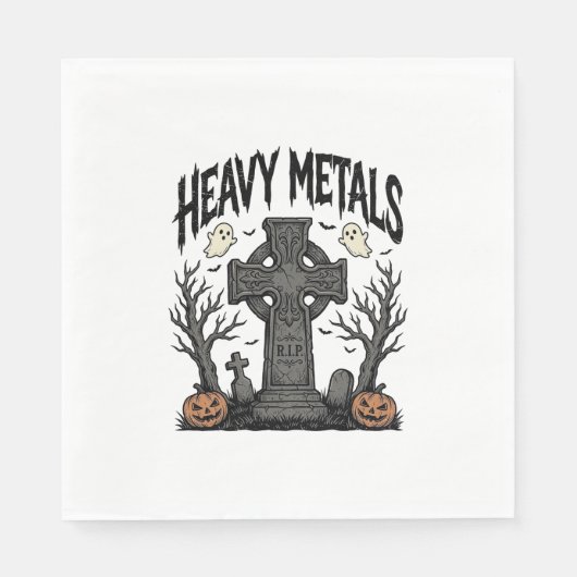 Zware Metalen Halloween Kerkhof Vectorontwerp_1 Servet (Voorkant)