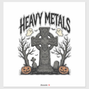Zware metalen Halloween kerkhof vectorontwerp_1 Sticker