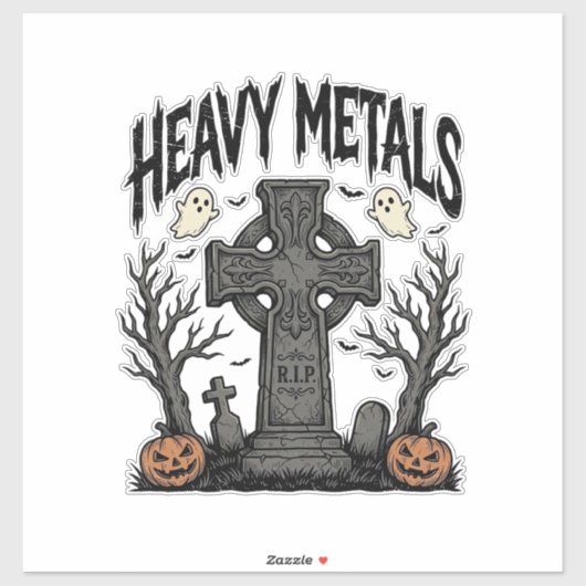 Zware metalen Halloween kerkhof vectorontwerp_1 Sticker (Vel)