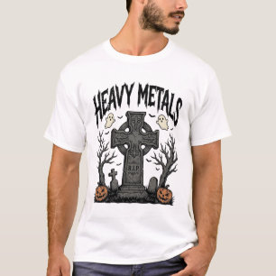 Zware metalen Halloween kerkhof vectorontwerp_1 T-shirt