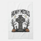 Zware Metalen Halloween Kerkhof Vectorontwerp_1 Theedoek (Verticaal)