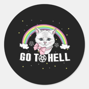 Zware metalen hoofdkatten gaan naar de hel ronde sticker