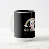 Zware metalen hoofdkatten gaan naar de hel tweekleurige koffiemok (Voorkant links)