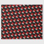 Zware metalen kerst hoorns omhoog patroon cadeaupapier (Vlak)