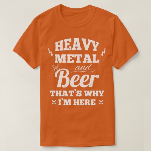 Zware metalen muziek en bier t-shirt (Design voorkant)