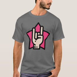 Zware metalen paarden op roze ster t-shirt