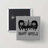 Zware metalen vierkante button 5,1 cm (Voorkant /achterkant)