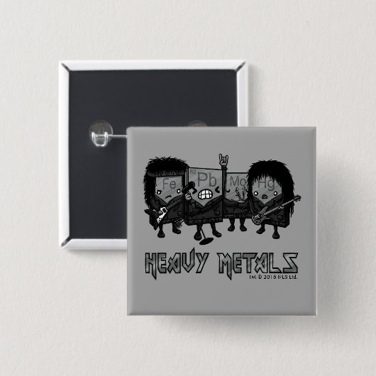 Zware metalen vierkante button 5,1 cm (Voorkant /achterkant)