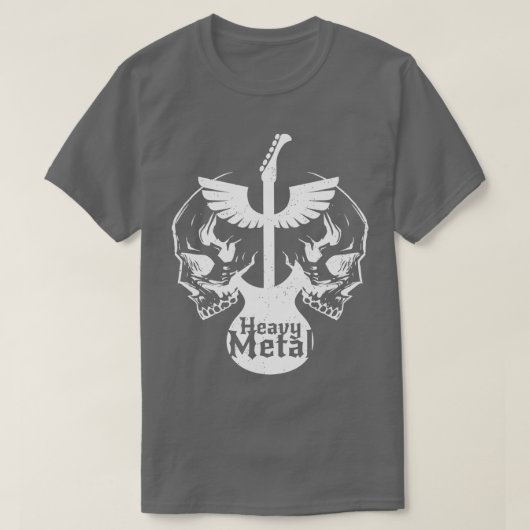zware metalen vliegende gitaren met schedelrots t-shirt (Design voorkant)