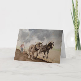 Zware paarden die onder een zware hemel blanco str kaart