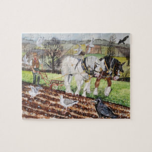 Zware paarden in maart legpuzzel