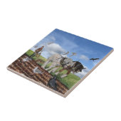 Zware paarden in maart tegeltje (Zijkant)