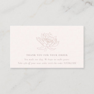 ZWARE PEACH LOTUS FLORA LOGO DIE JE DANK TOONT VISITEKAARTJE