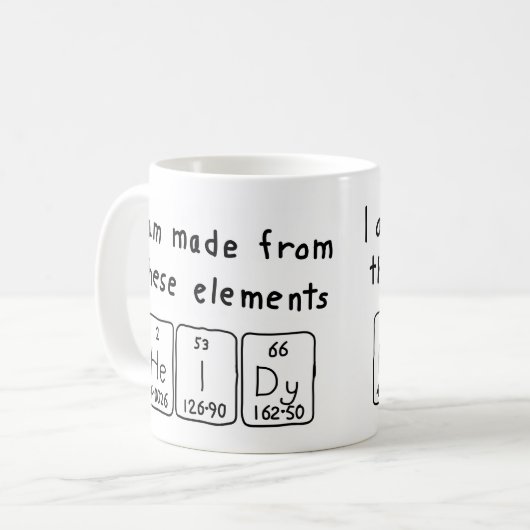 Zware periodieke lijstnaam mok (Voorkant links)