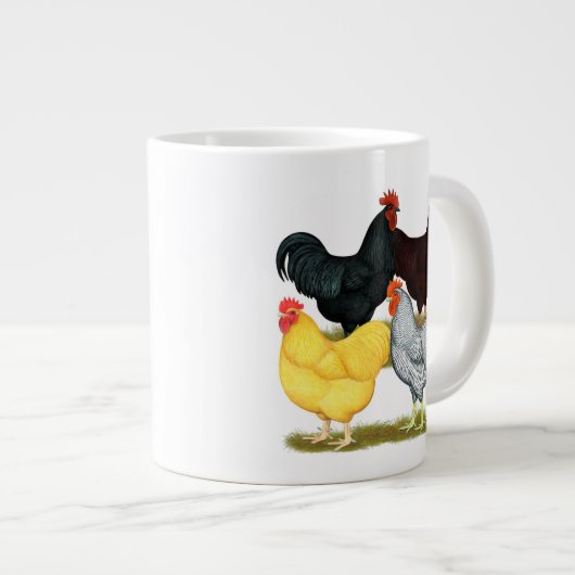 Zware rooster Chicken Quartet Grote Koffiekop (Voorkant rechts)