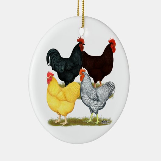 Zware rooster Chicken Quartet Keramisch Ornament (Rechts)