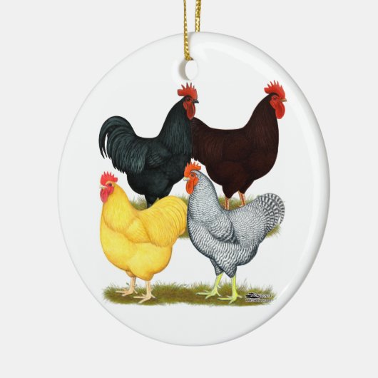Zware rooster Chicken Quartet Keramisch Ornament (Links)
