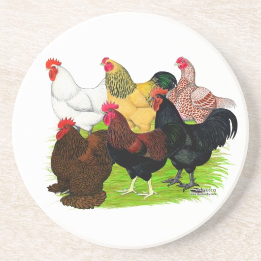 Zware Rooster-evaluatie Zandsteen Onderzetter (Voorkant)