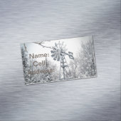 Zware sneeuw op de windmolen en de bomen magnetisch visitekaartje (Voorbeeld)