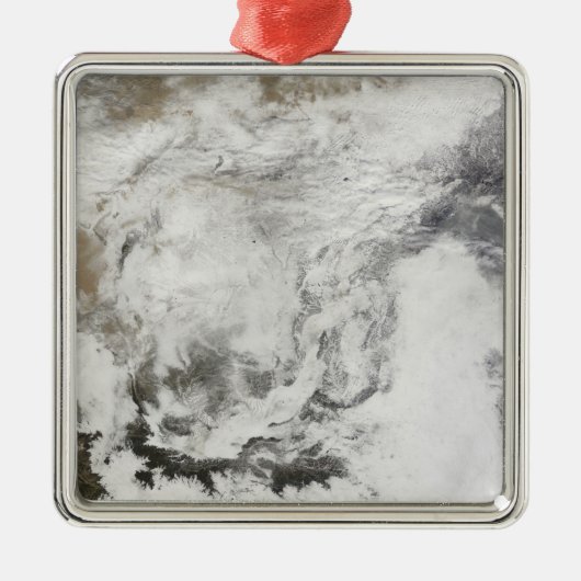 Zware sneeuwval in China Metalen Ornament (Voorkant)