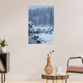 Zware sneeuwval meer Fusine, Italië Poster