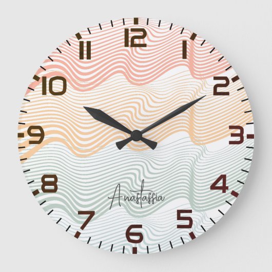 Zware strepen met jouw naam | elegant grote klok (Voorkant)