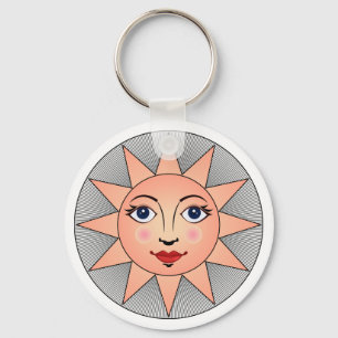 Zware Sun Face Astronomisch symbool Sleutelhanger
