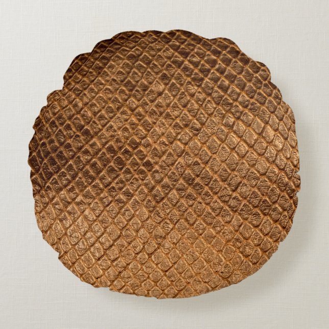 Zware textuur achtergrondbronzen slang letherleath rond kussen (Voorkant)