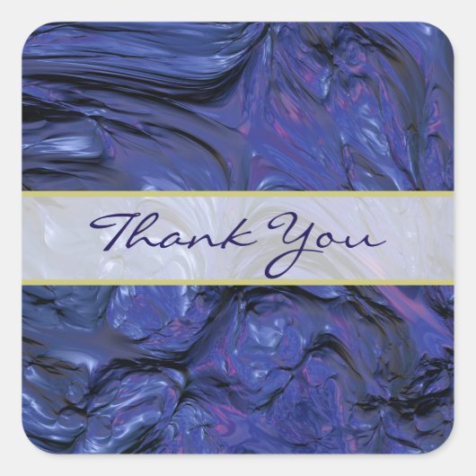 Zware textuur Paarse blauwe verf Dank je wel Vierkante Sticker (Voorkant)