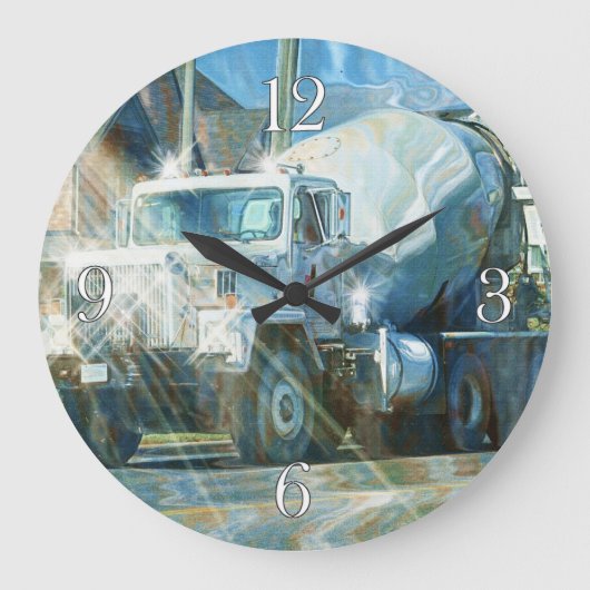 Zware Transport Cement Truck Wall Clock Grote Klok (Voorkant)